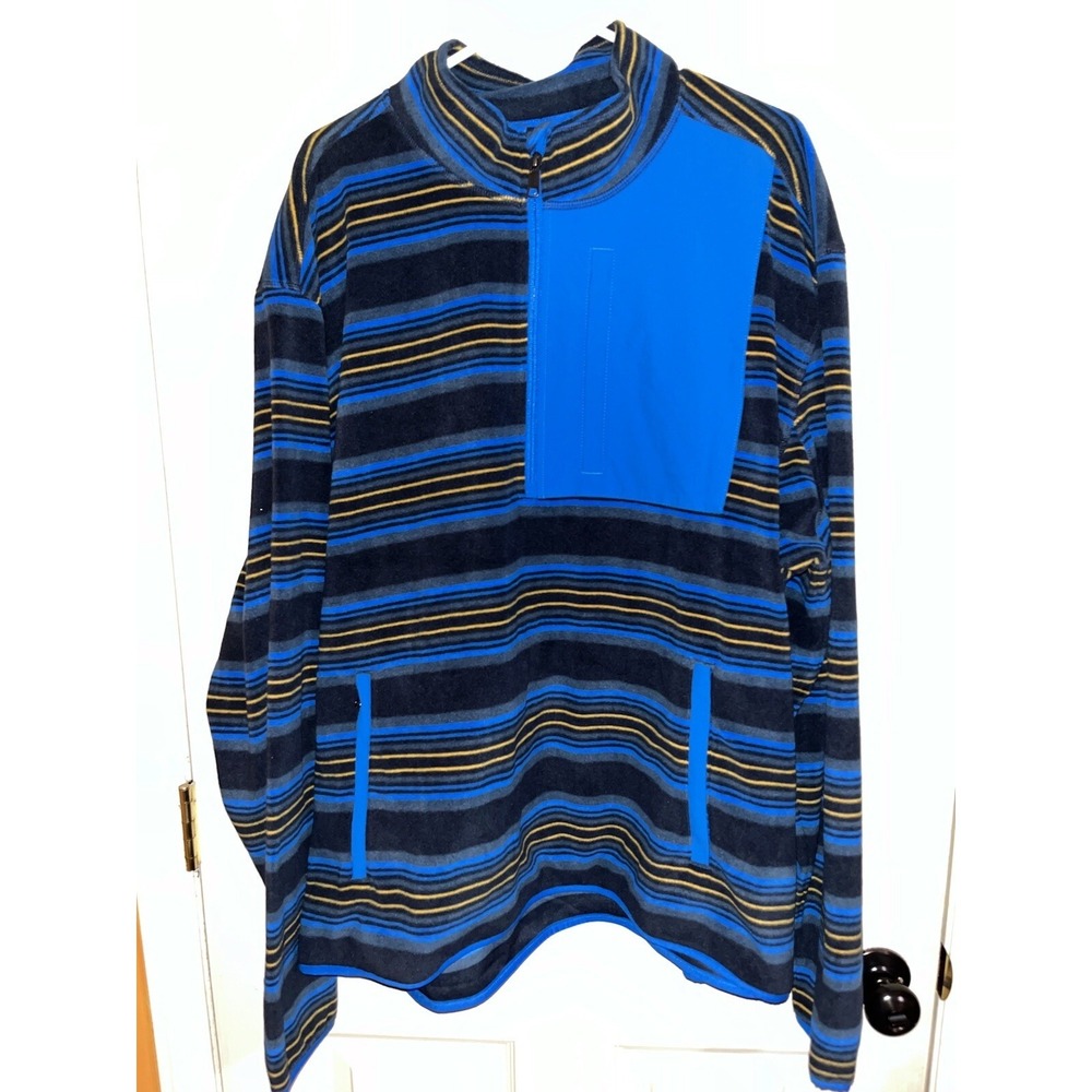 Duluth Trading Color block Striped Fleece Quarter 1/4‎ Zip Pullover Mens 3XL